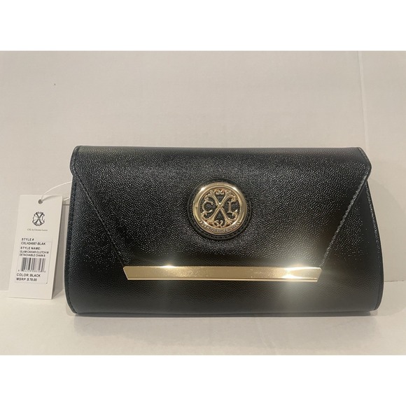 Handbags - CXL Glam Caviar Clutch Black Detachable Chain Shoulder Bag New